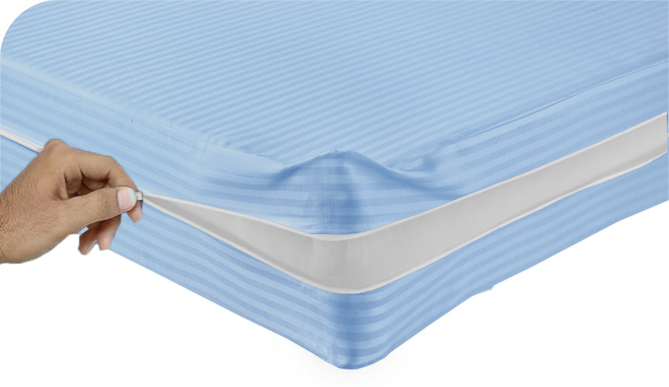 Satin Stripe Zippered Mattress Encasement - Anti Bed Bug Protector