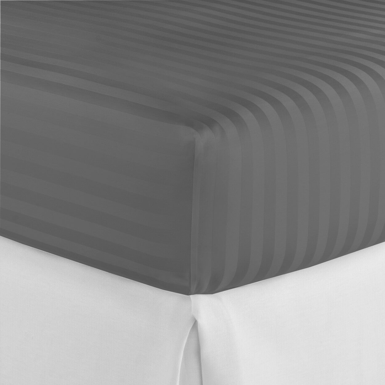 Luxury Fitted Sheets - Satin Stripes - Charcoal