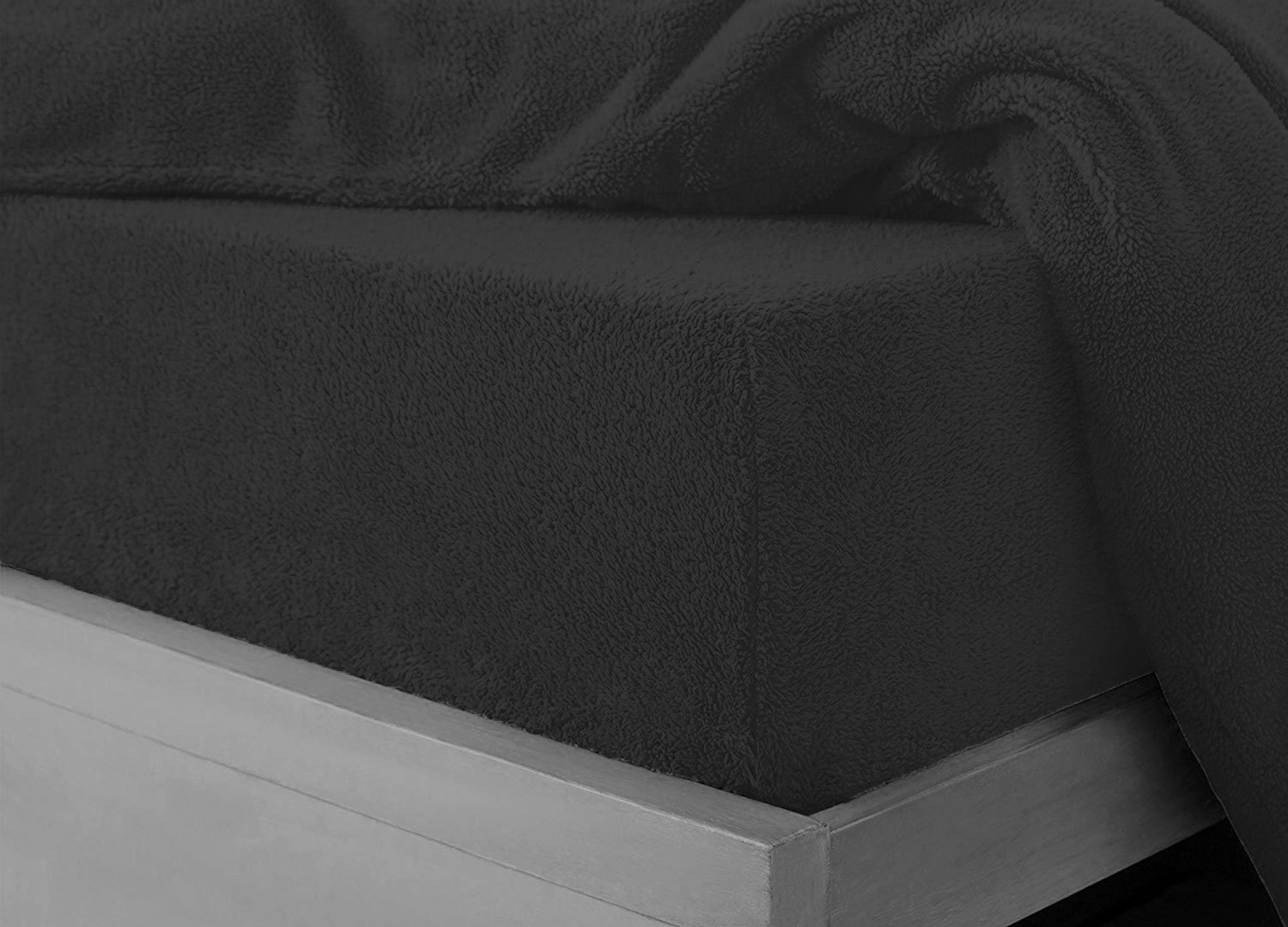 Teddy Coral Fleece Fitted Bed Sheets - Charcoal