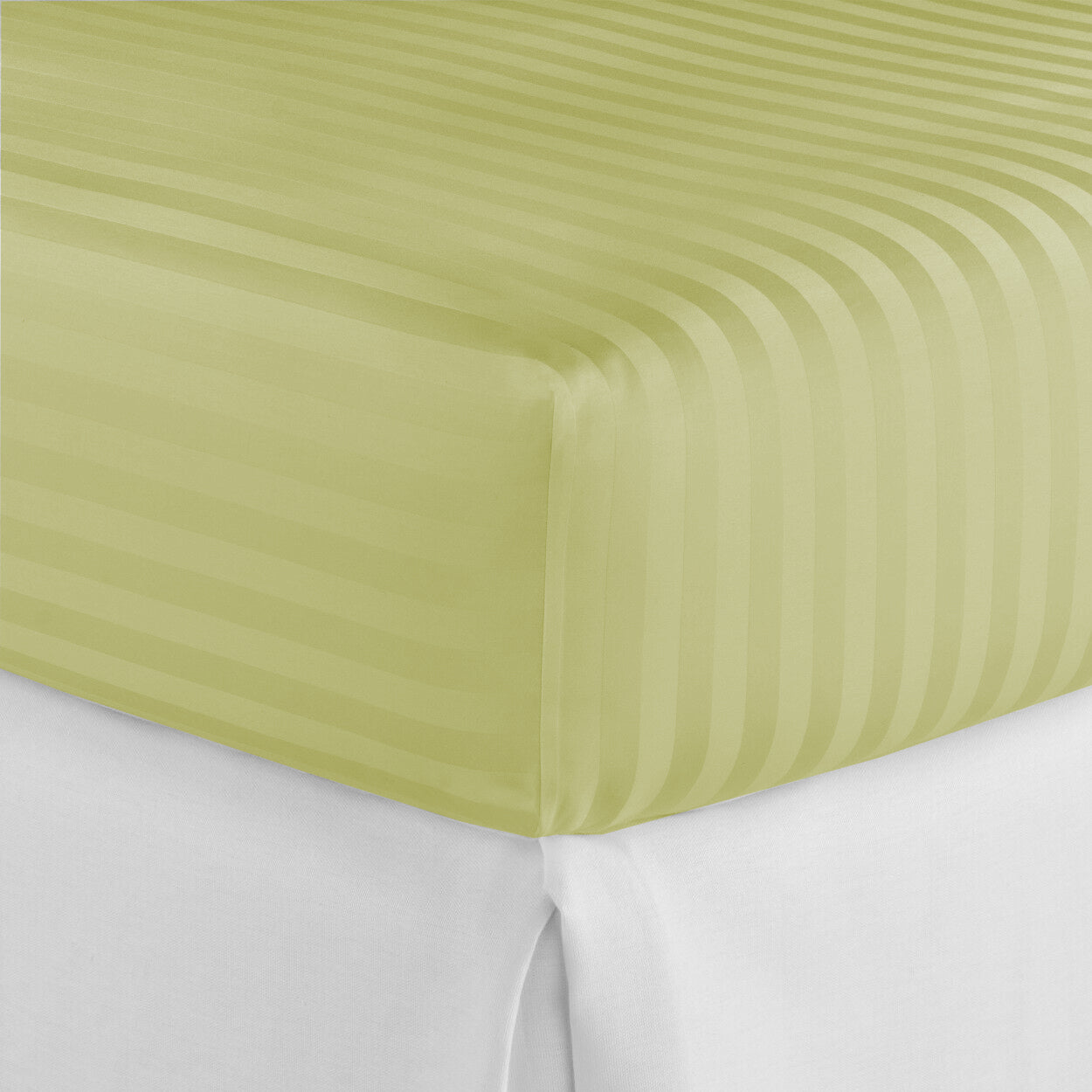 Luxury Fitted Sheets - Satin Stripes - Olive Green