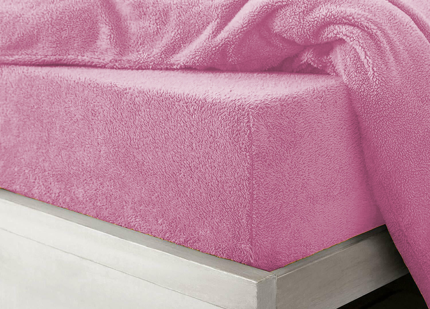 Teddy Coral Fleece Fitted Bed Sheets - Pink