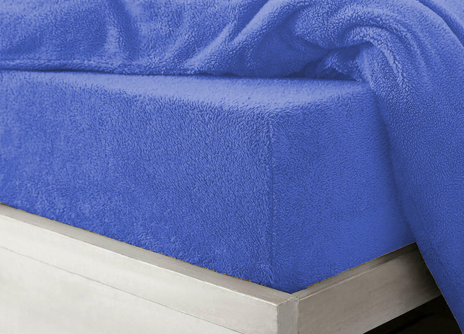 Teddy Coral Fleece Fitted Bed Sheets - Blue