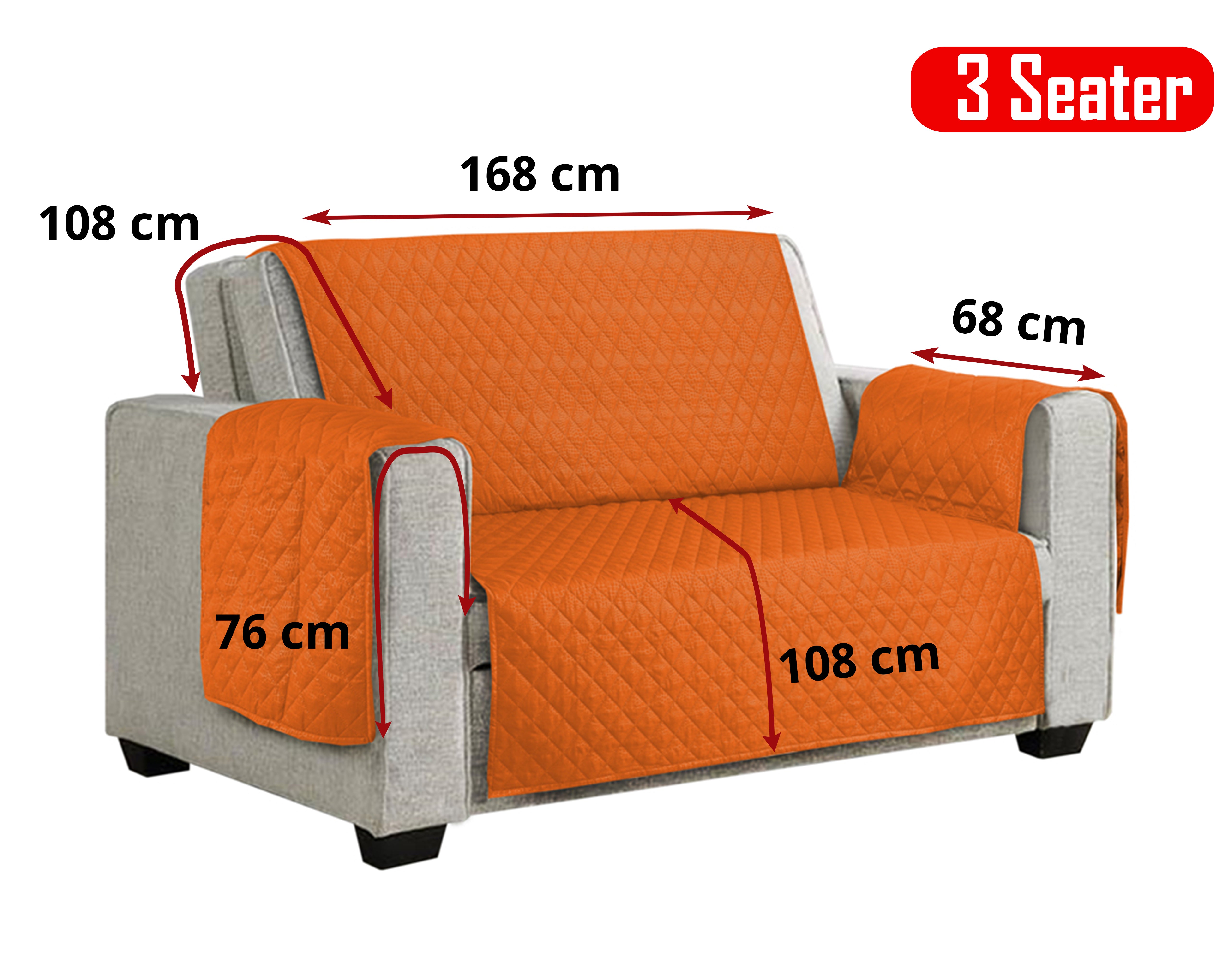 1/2/3 Seater Sofa Cover - Quilted Reversible Sofa Pet Protector - Orange