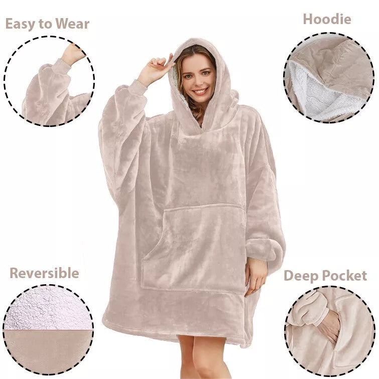 HOodie Oversized Hoodies Snuggy Hooded Blanket Super Plush Fleece Wearable Large
