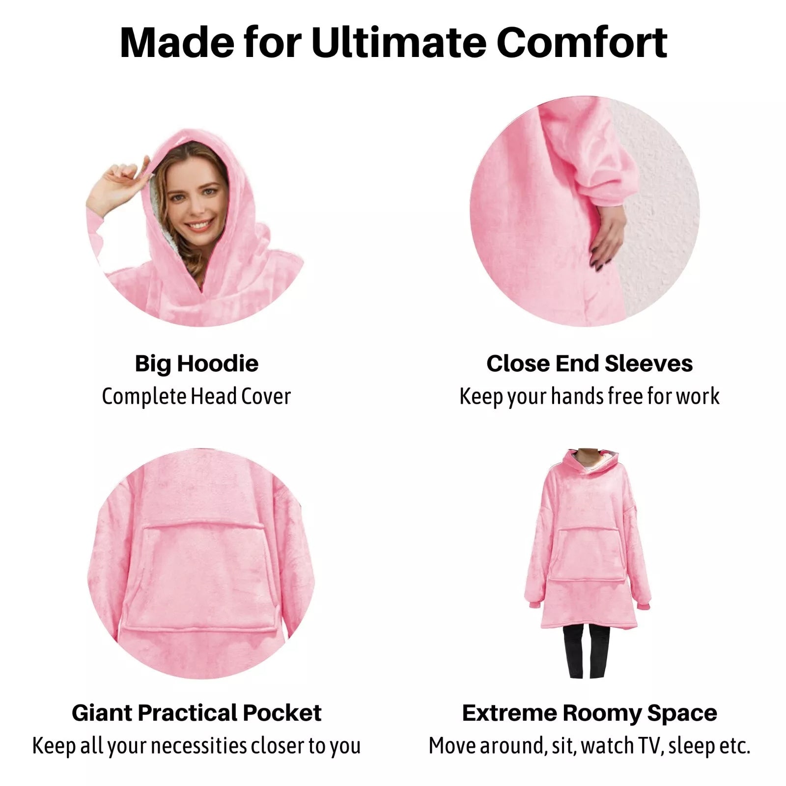 HOodie Oversized Hoodies Snuggy Hooded Blanket Super Plush Fleece Wearable Large