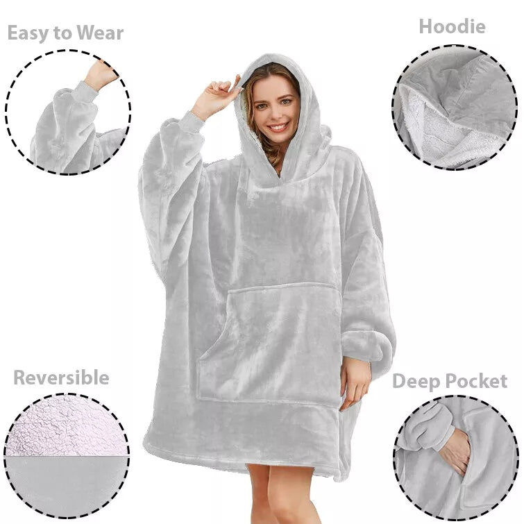 HOodie Oversized Hoodies Snuggy Hooded Blanket Super Plush Fleece Wearable Large