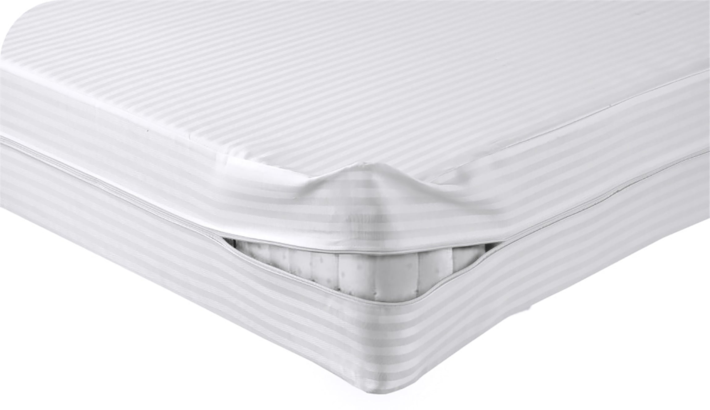 **Luxury Satin Stripe Zipped Mattress Protector – Double-Sided Zipper Closure, 360° Full Encasement Cover, 30cm Deep Pocket, Anti-Bed Bug, Dust Mite & Allergen Protection, Hypoallergenic & Breathable Mattress Cover**