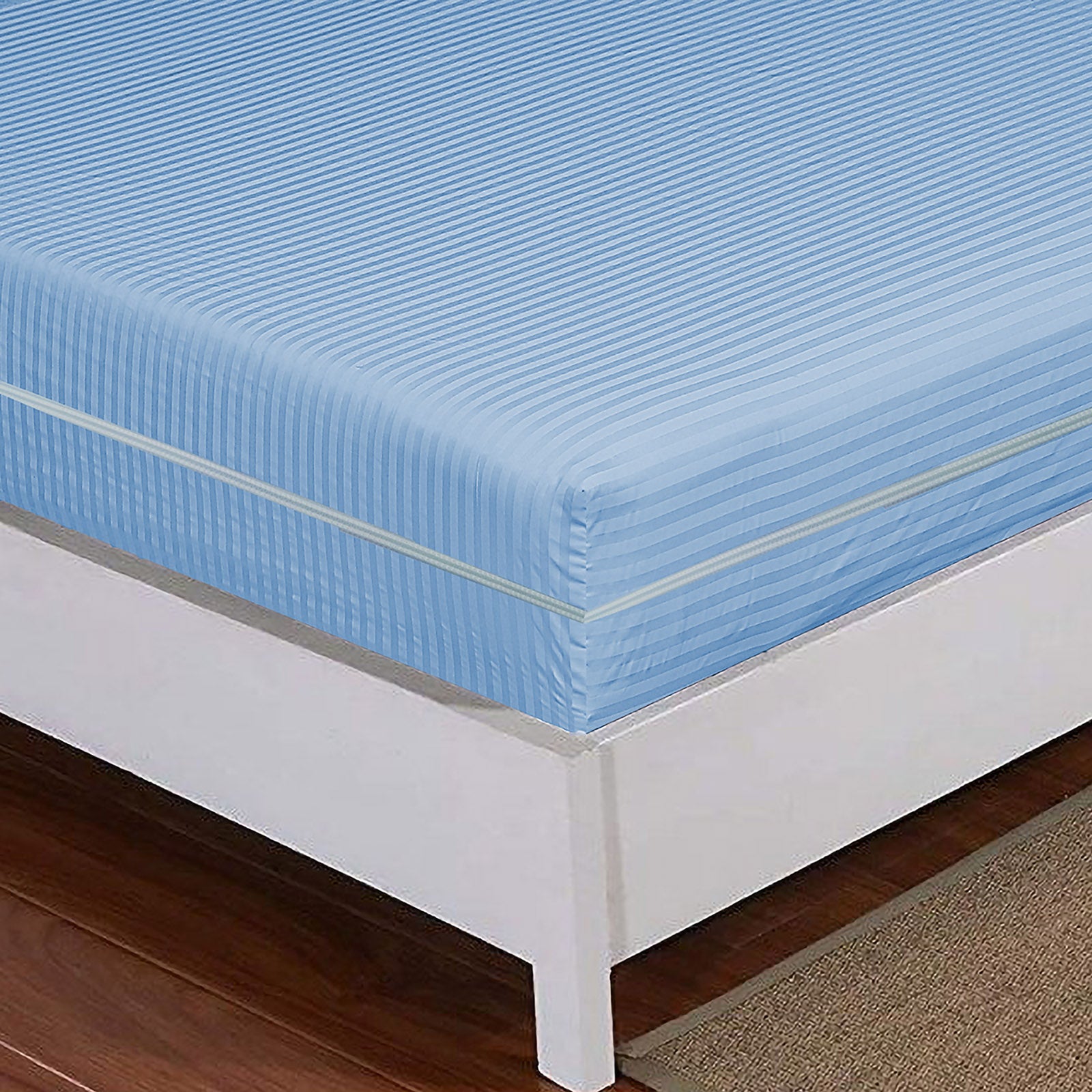 **Luxury Satin Stripe Zipped Mattress Protector – Double-Sided Zipper Closure, 360° Full Encasement Cover, 30cm Deep Pocket, Anti-Bed Bug, Dust Mite & Allergen Protection, Hypoallergenic & Breathable Mattress Cover**